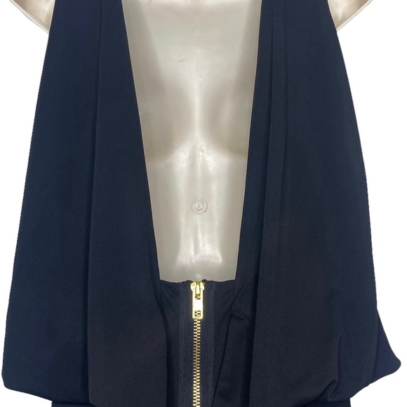 Caribbean Queen Sheath Pencil Dress M Black Backless Sleeveless Gold Zipper Back - Picture 6 of 14